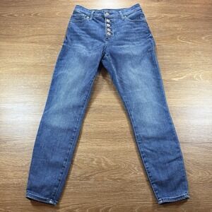 Express Curvy Skinny Jeans Women's 4R Mid Rise Button Fly Dark Wash Curvy Jeans